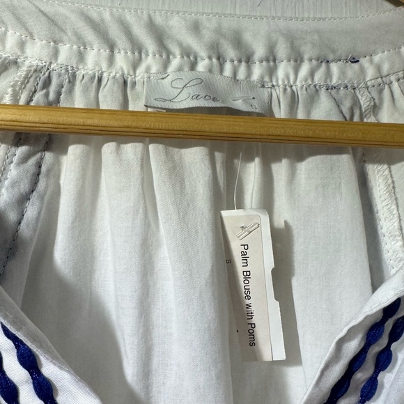NWT Lace the Label White and Blue Embroidered Top 100% Cotton - Picture 5 of 7